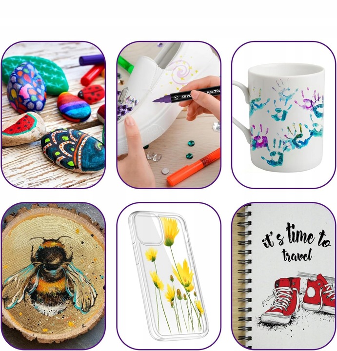 Markery akrylowe 24 kolory Wodoodporne markery z podwójną końcówką Prezenty