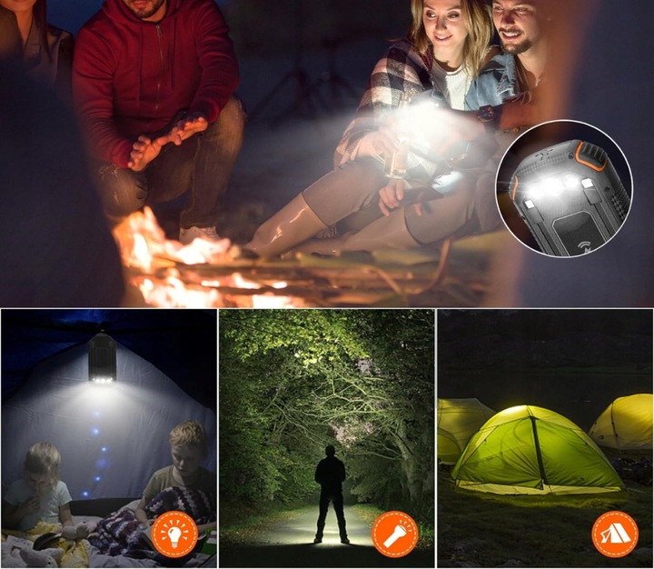 POWERBANK ŁADOWARKA SOLARNY 20000mAh 5xUSB LATARKA KARABIŃCZYK QI Acelufly