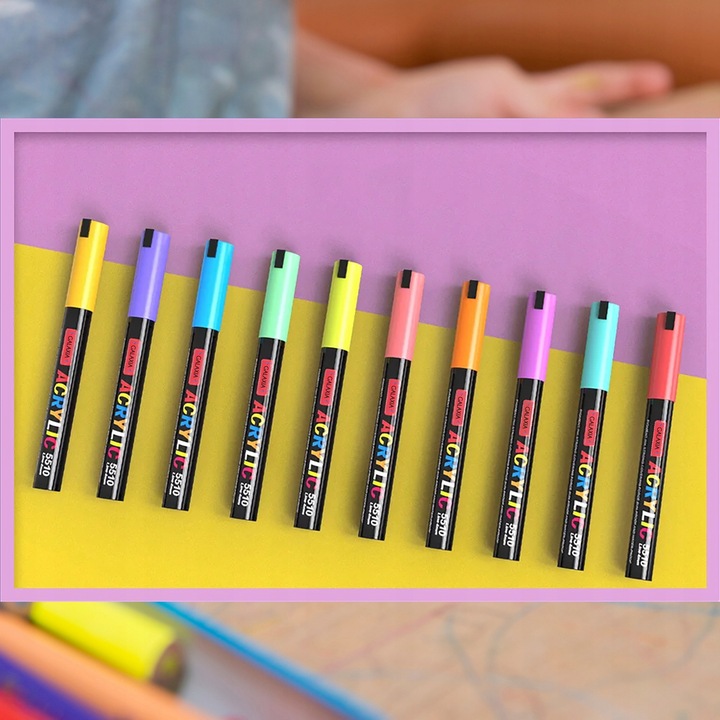 MARKERY AKRYLOWE ZESTAW 36 SZT Pisaki Flamastry Mazaki WODOODPORNE Z FARBĄ