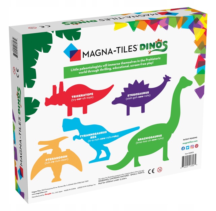 MAGNA TILES Zestaw Dino Klocki Magnetyczne Dinozaury 5 elementów
