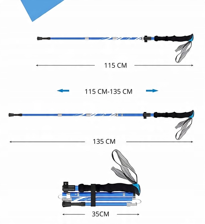 KIJE TREKKINGOWE SKŁADANE REGULOWANE KIJKI W GÓRY TURYSTYCZNE NORDIC WALKIN