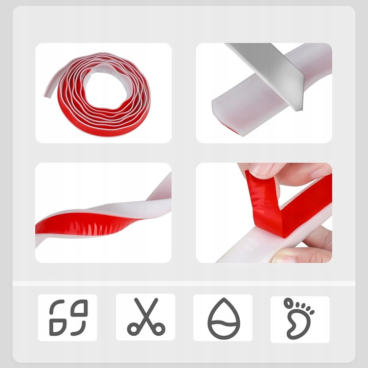 2M SAMOPRZYLEPNA LISTWA ZATRZYMUJĄCA WODĘ DO WANNY, LISTWA WYKOŃCZENIOWA