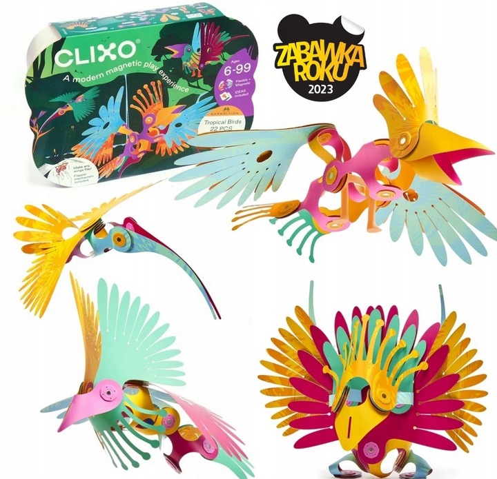 CLIXO CL-0149 Tropikalne Ptaki Kretywne magnetyczne klocki konstrukcyjne