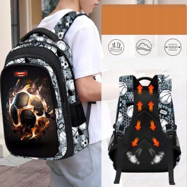 PLECAK SZKOLNY DLA CHŁOPCA PIŁKA NOŻNA TORNISTER MŁODZIEŻOWY + PIÓRNIK USB