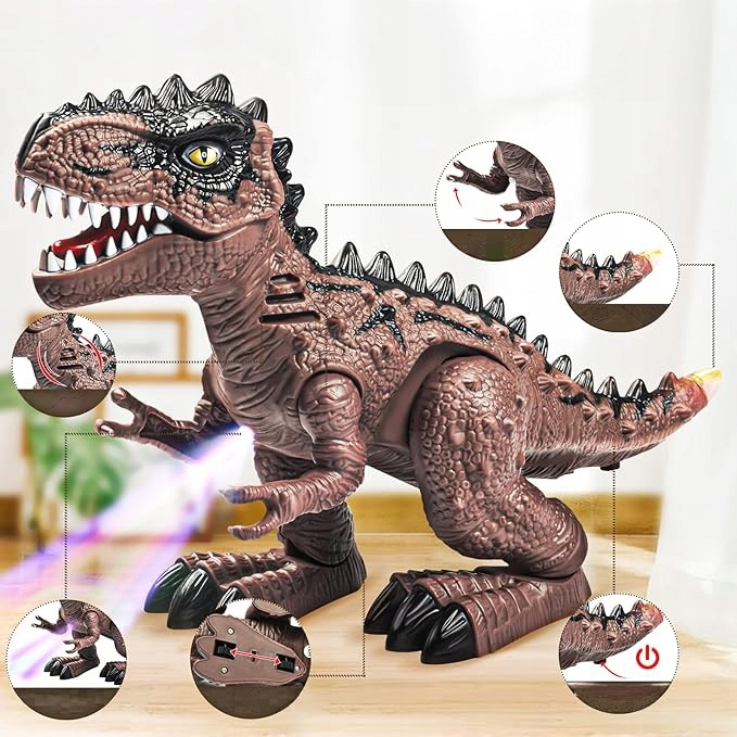 DINOZAURY T-REX ZABAWKA ŚWIECI RYCZY CHODZI INTERAKTYWNY REALISTYCZNY