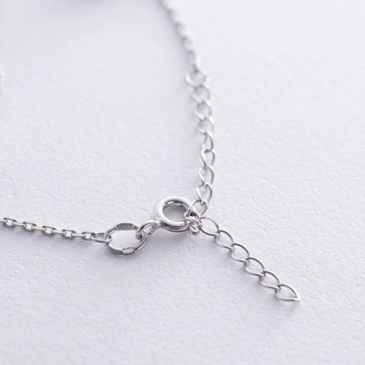 BRANSOLETKA Srebrna Damska SREBRO pr.925 Koniczyna Onyks Perłowa Koniczynka