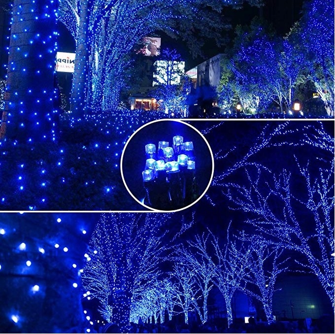 LAMPKI CHOINKOWE 500LED NIEBIESKIE + FLASH FLESZ BŁYSK 35M ZEW/WEW ISKRZĄCE