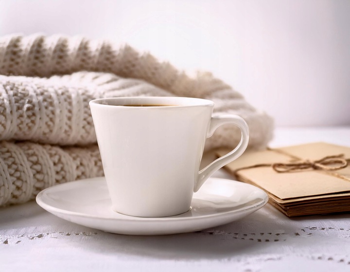 6 x BIAŁE FILIŻANKI ZE SPODKAMI 230 ml, DO KAWY