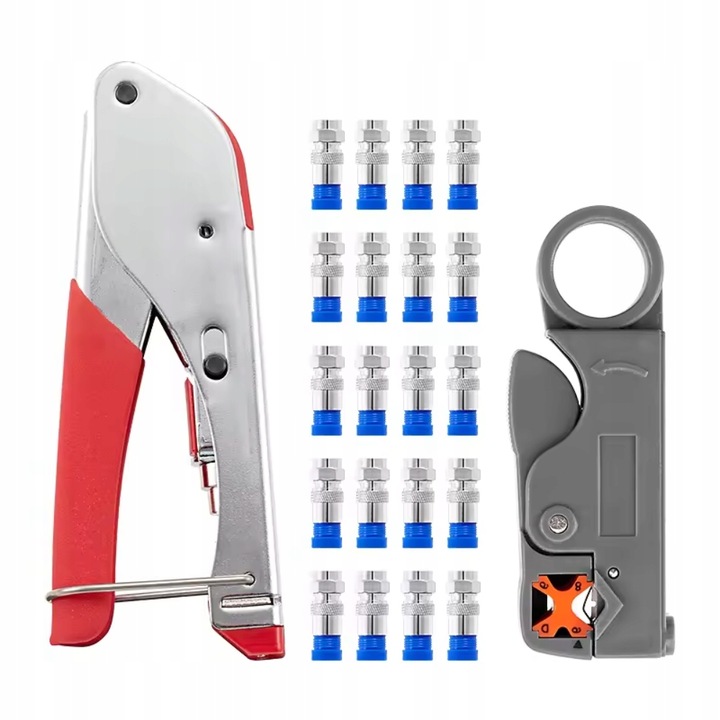 Zestaw Szczypce do Zaciskania Kabli Koncentrycznych RG59 RG6 Wtyki Ściągacz