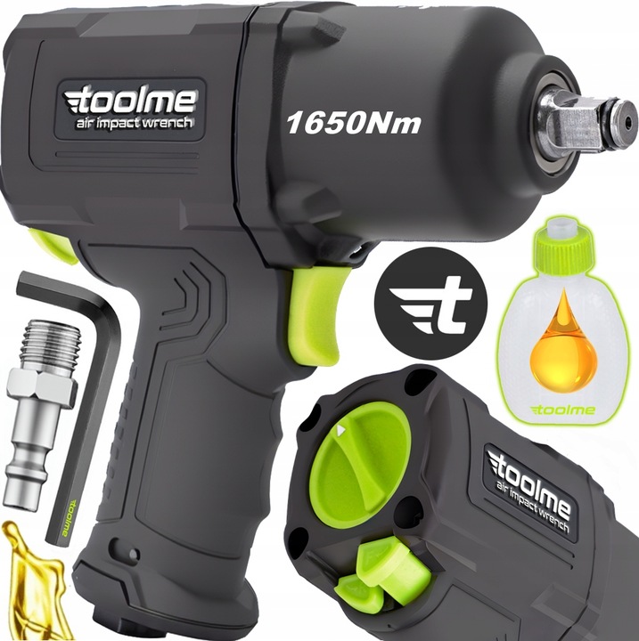UDAROWY klucz pneumatyczny 1650Nm TOOLME kompozytowy do kół Z UDAREM 1/2 "