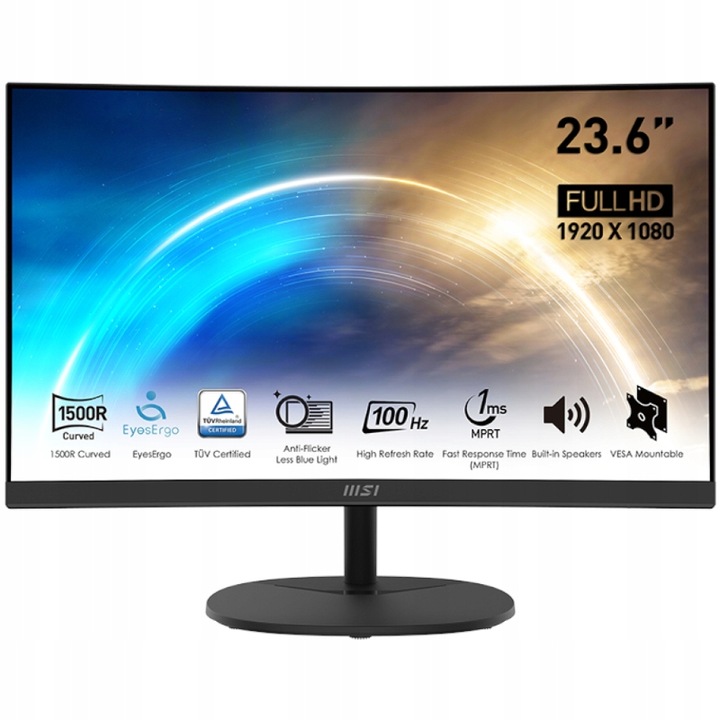 Monitor zakrzywiony 23,6" MSI MP2412C | 1920x1080 FHD | VA | 100Hz | 1ms |