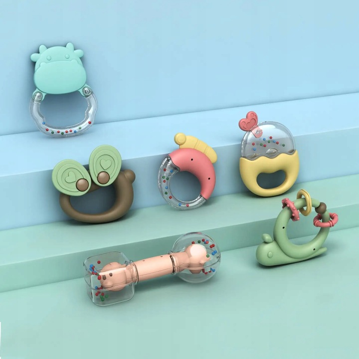 Zestaw Grzechotek Dla Niemowląt Gryzaki Walizka Wieloryb Kuferek Ząbkowanie