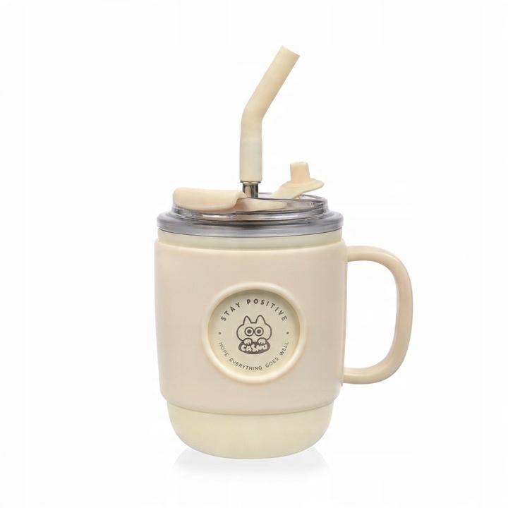 Kubek termiczny termos ze słomką ustnikiem Casno 450 ml