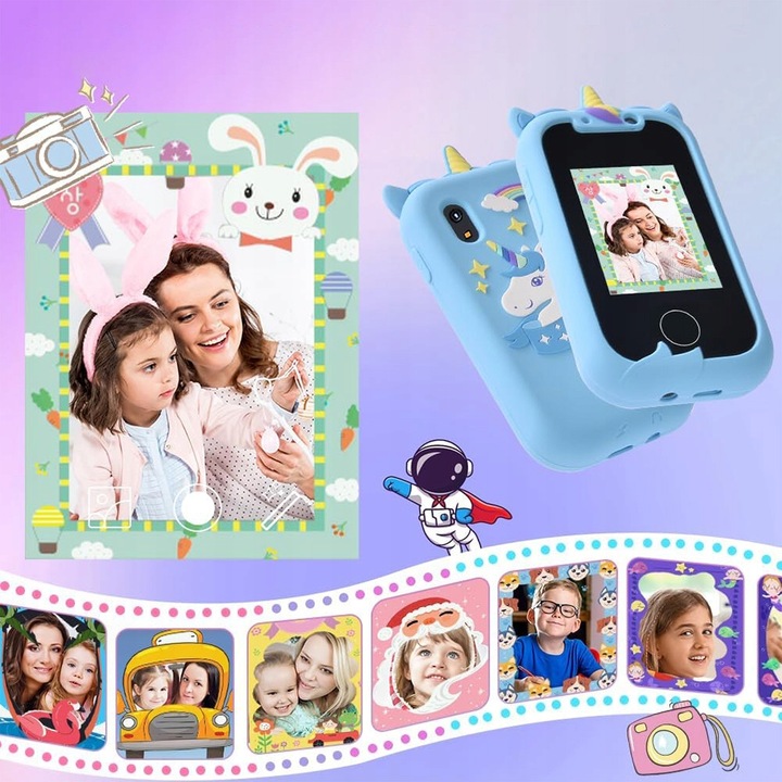 TELEFON DLA DZIECI ZABAWOWY SMARTFON Z APARATEM KAMERĄ I GRAMI MENU 2.4"