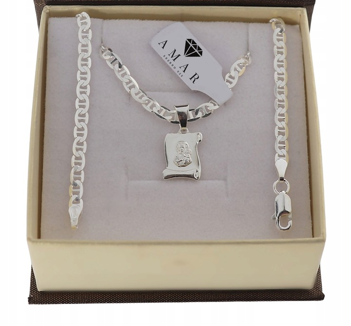 SREBRNY PEŁNY ŁAŃCUSZEK MĘSKI GUCCI Z ZAWIESZKĄ PR. 925 + GRAWER GRATIS