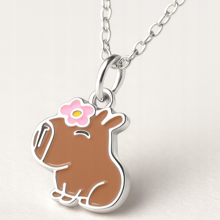 Srebrny naszyjnik dla dziewczynki kapibara srebro próba 925