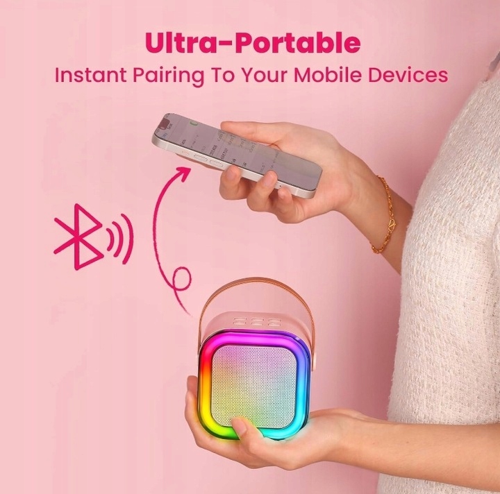 ZESTAW KARAOKE DLA DZIECI GŁOŚNIK BLUETOOTH USB LED MIKROFON STITCH