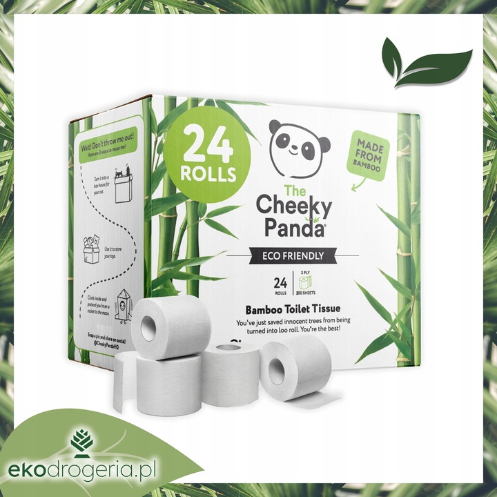 Papier toaletowy 3 warstwowy bambusowy biały 24 rolki 4800 listków miękki