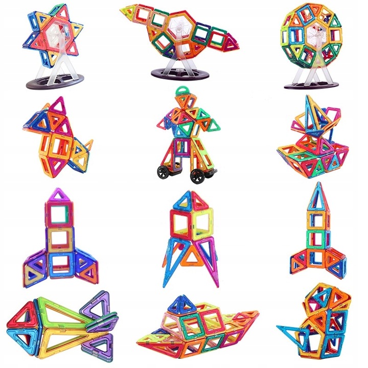 KLOCKI MAGNETYCZNE KONSTRUKCYJNE PANELE NEODYMOWE DLA DZIECI ZESTAW 128 EL.