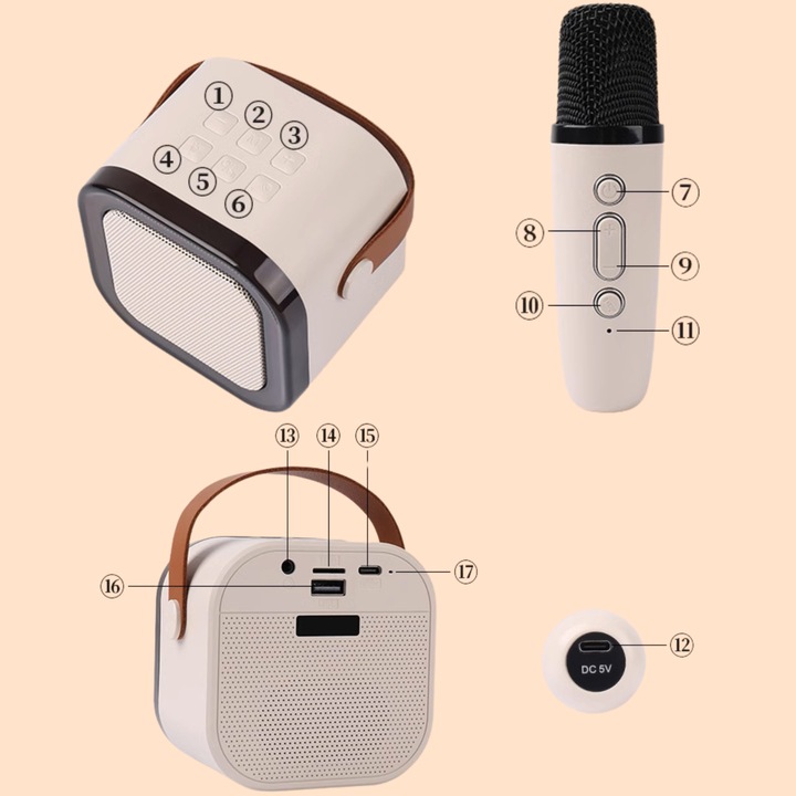 ZESTAW DO KARAOKE DLA DZIECI 2 MIKROFONY GŁOŚNIK BEZPRZEWODOWY NA BLUETOOTH