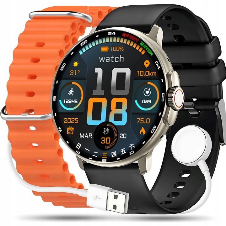 Zegarek męski SMARTWATCH Rubicon ROZMOWY KROKI SMS Sportowy MENU PL