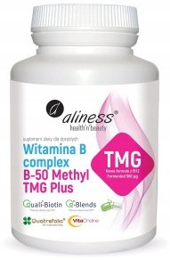 Aliness Witamina B Complex B-50 METHYL TMG PLUS STRES PAMIĘĆ vege 100 kaps