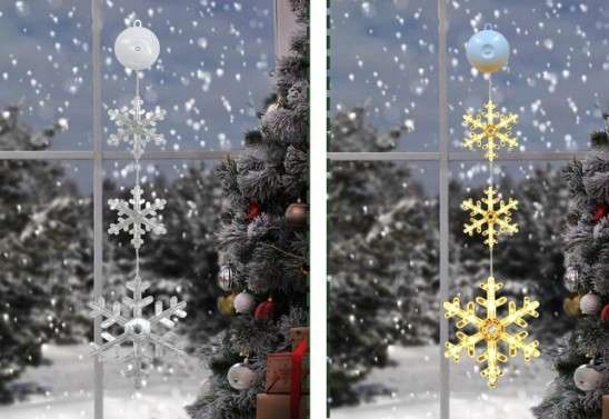 Lampki świąteczne z przyssawkami na okno na Boże Narodzenie śnieżynki 3szt