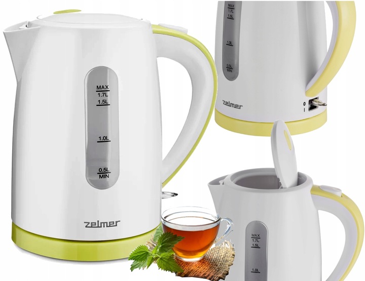 Czajnik Klasyczny BEZPRZEWODOWY Duży ZELMER ZCK7616L 2200W 1,7L LIME