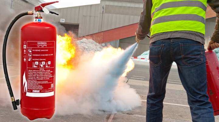 Gaśnica proszkowa 12kg ABC z wieszakiem GP12x CE, CNBOP, EN3, MED prod 2025