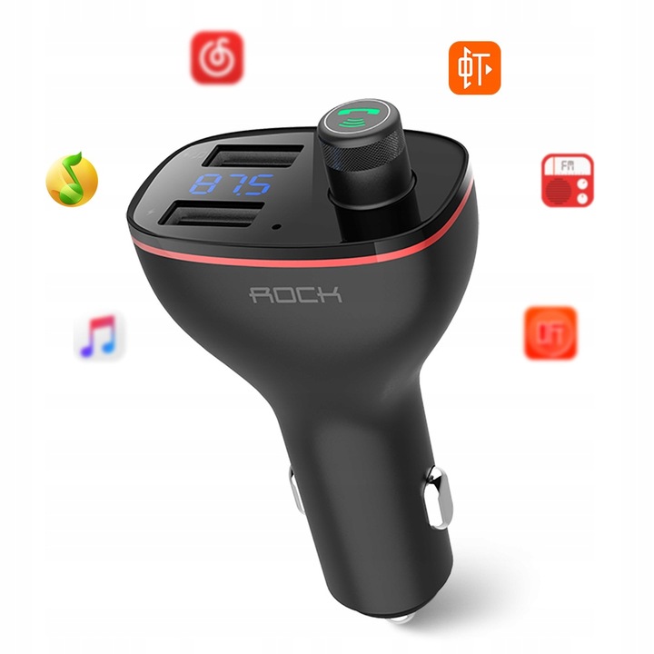 ROCK B300 TRANSMITER FM BLUETOOTH+ŁADOWARKA 2xUSB