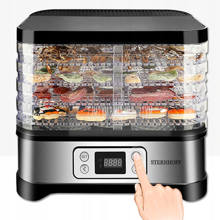 DUŻA SUSZARKA DO GRZYBÓW OWOCÓW WARZYW MOC 500W XL TIMER POJEMNA WYTRZYMAŁA