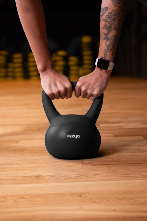 Hantla do Ćwiczeń FIZYO Ciężarek Odważnik Kula Kettlebell Miękki Czarny 4kg