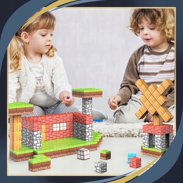 KLOCKI MAGNETYCZNE Sześciany Dla dzieci 1 LUDZIK 100 KLOCKÓW Zestaw