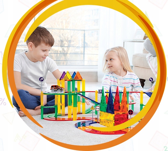 Tor magnetyczny samochodowy Picasso Tiles klocki magnetyczne 50 el duży