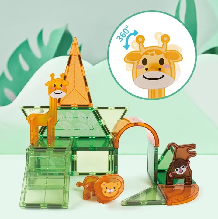 Klocki Magnetyczne Kreatywne Magnetic Tiles Konstrukcyjne Zoo 50 elementów