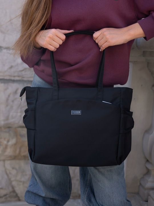 Torba shopper bag torebka damska pojemna na ramię miejska czarna PETERSON