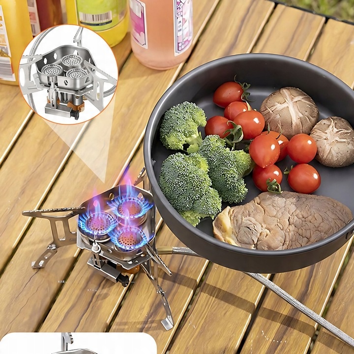 Doskonała MINI kuchenka turystyczna gazowa na kartusze z adapterem 5800W