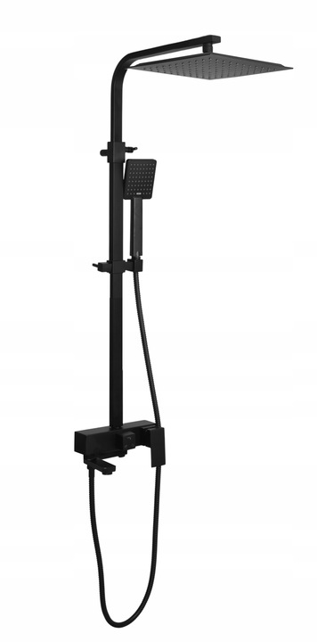 Zestaw prysznicowy natynkowy Bateria kolumna Mikka CZARNY MAT