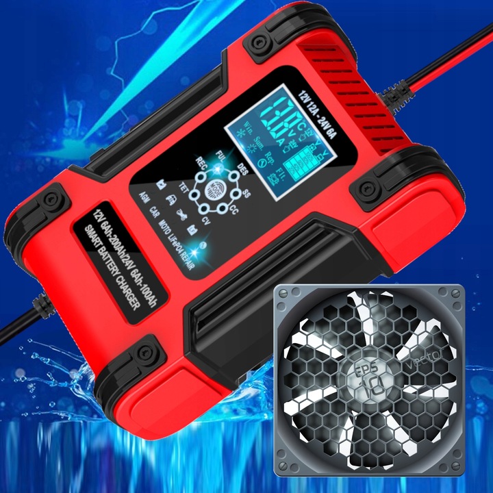 Prostownik SAMOCHODOWY AUTOMATYCZNY Z FUNKCJĄ NAPRAWY AKUMULATORÓW 12V 24V