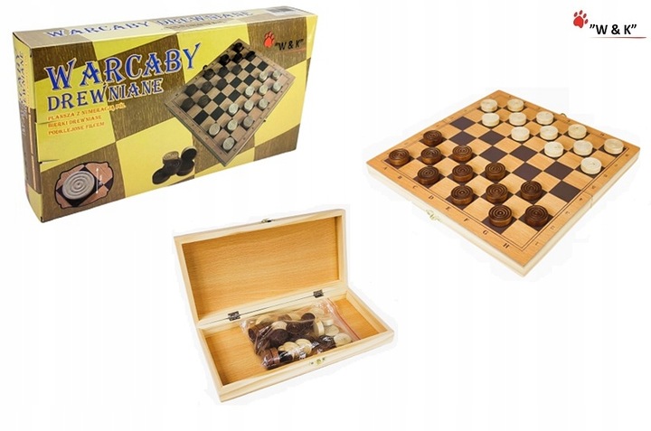 Warcaby Drewniane 29cm x 29cm Filc