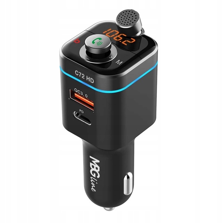 Transmiter FM Bluetooth 5.0 ładowarka QC 4.0 PD20W