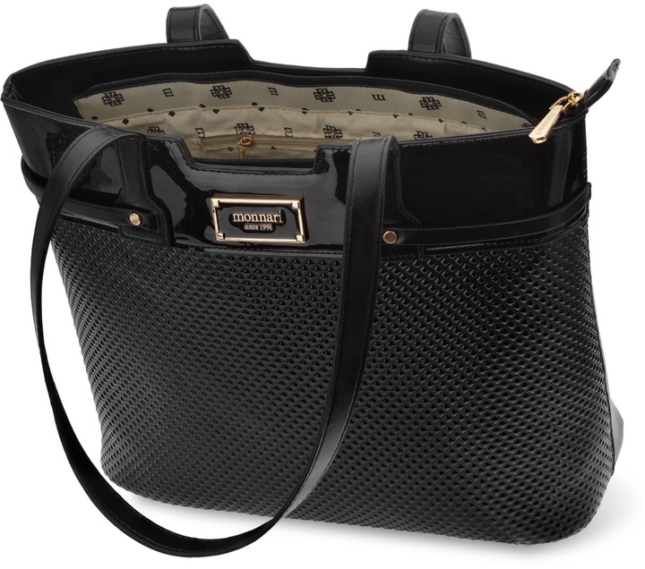 Monnari Torba Ze Zdobieniem Torebka Shopper Duża Sztywna Aktówka Czarna A4