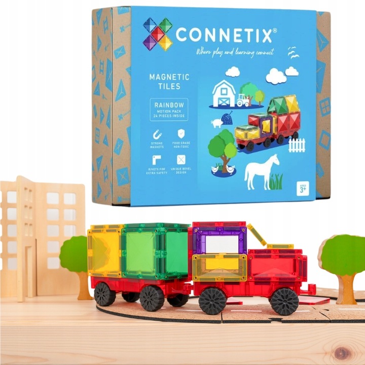 Connetix: klocki magnetyczne Motion Pack 24 pociąg magnetyczny pojazd
