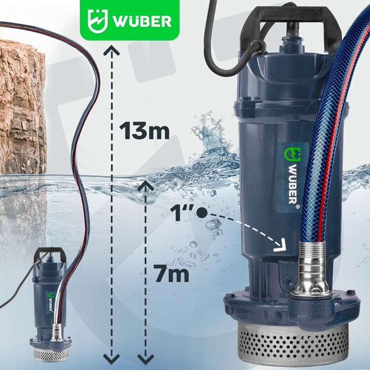 POMPA DO WODY CZYSTEJ BRUDNEJ ŚCIEKÓW SZAMBA Z SITKIEM ZANURZENIOWA 1"