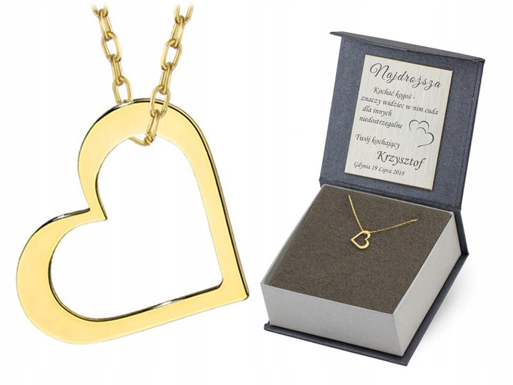 Złoty Łańcuszek z ZAWIESZKĄ SERCE 333 na prezent
