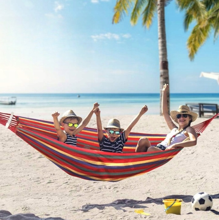 HAMAK OGRODOWY 2 OSOBOWY BRAZYLIJSKI XXL MOCNY HUŚTAWKA PAŁĄK DUŻY + TORBA