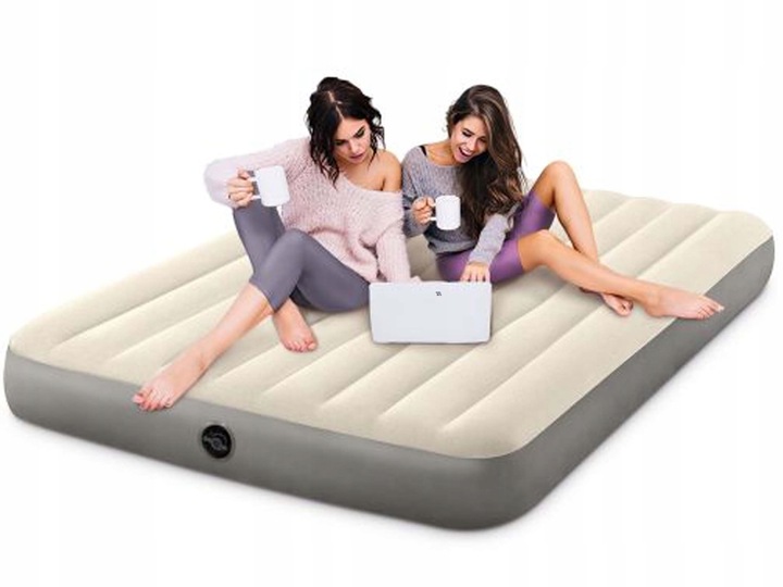 Materac Dmuchany Welurowy 2-osoobowy Turystyczny Łóżko 191x137x25cm Intex