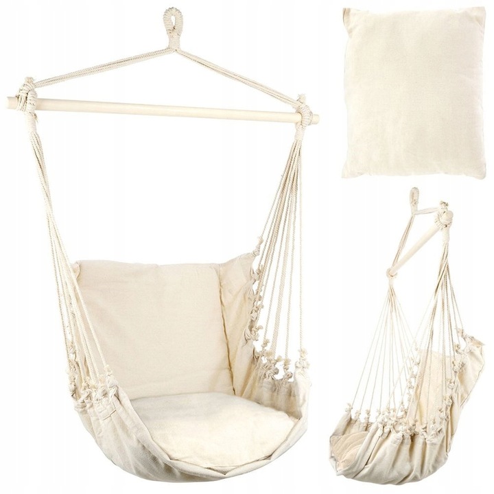 Hamak brazylijski beżowy z poduszką