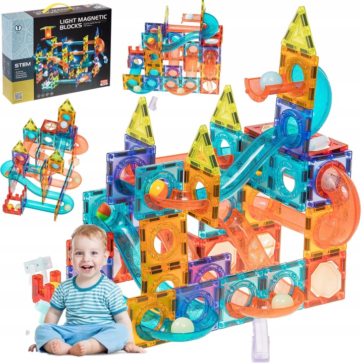 KLOCKI MAGNETYCZNE ŚWIĘCĄCE TOR KULKOWY KLOCKI KONSTRUKCYJNE KULODROM 110EL