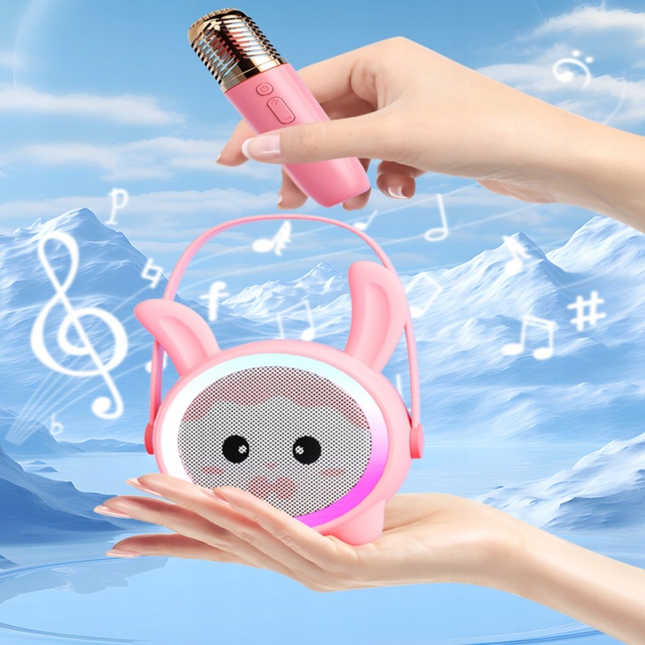 Bezprzewodowy Zestaw Karaoke Głośnik Bluetooth + 2 Mikrofony dla Dzieci RGB